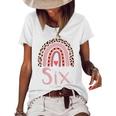 Kids 6 Year Old Leopard Rainbow Birthday Party Cute Girl 6Th Gift Women's Short Sleeve Loose T-shirt White
