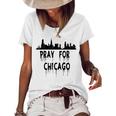 Pray For Chicago Encouragement Distressed Women's Loose T-shirt White