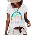 Seven Year Old Rainbow 7Th Birthday Gifts For Girls 7 Bday V3 Women's Short Sleeve Loose T-shirt White