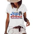 She Loves Jesus And America Too 4Th Of July Proud Christians Women's Loose T-shirt White
