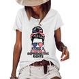 Stars Stripes Reproductive Rights Messy Bun 4Th Of July V4 Women's Loose T-shirt White