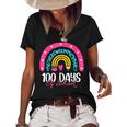 100 Days Smarter 100 Days Of School Rainbow Teachers Kids  Women's Short Sleeve Loose T-shirt Black