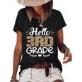 Back To School Hello 3Rd Grade Third Grade Leopard Teacher Women's Short Sleeve Loose T-shirt Black