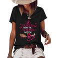 Breast Cancer Chose The Wrong Witch Breast Cancer Halloween Women's Short Sleeve Loose T-shirt Black