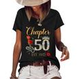 Chapter 50 Years Est 1972 50Th Birthday Red Rose Wine Crown Women's Short Sleeve Loose T-shirt Black