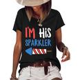 Couples Matching 4Th Of July - Im His Sparkler Women's Short Sleeve Loose T-shirt Black