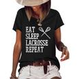 Eat Sleep Lacrosse Repeat Funny Lax Player Men Women Kids Women's Short Sleeve Loose T-shirt Black