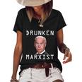 Funny Anti Biden Drunken Marxist Joe Biden Women's Short Sleeve Loose T-shirt Black