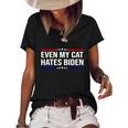 Funny Anti Biden Even My Cat Hates Biden Funny Anti Biden Fjb Women's Short Sleeve Loose T-shirt Black