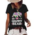 Funny Grammy Bear Mothers Day Floral Matching Family Outfits Women's Short Sleeve Loose T-shirt Black