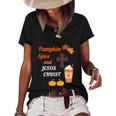 Funny Halloween Cute Pumpkin Spice And Jesus Christ Fall Design  Graphic Design Printed Casual Daily Basic Women's Short Sleeve Loose T-shirt Black