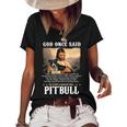 God And Pitbull Dog God Created The Pitbull Women's Short Sleeve Loose T-shirt Black
