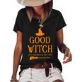 Good Witch Just Kidding Im Bad Too Happy Halloween Women's Short Sleeve Loose T-shirt Black