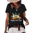 Happy Fall Yall Tshirt Gnome Leopard Pumpkin Autumn Gnomes Graphic Design Printed Casual Daily Basic Women's Short Sleeve Loose T-shirt Black