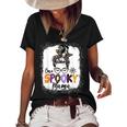 One Spooky Mama Messy Bun Skull Halloween Funny Mom Life Women's Short Sleeve Loose T-shirt Black