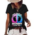 Pregnancy Announcet Mom 2021 Pink Or Blue Mommy Loves You Cool Gift Women's Short Sleeve Loose T-shirt Black