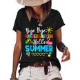 Teacher Student Kids Bye Bye Kindergarten Hello Summer Women's Short Sleeve Loose T-shirt Black