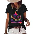 Tie Dye Witchy Mama Witch Hat Broom Spooky Mama Halloween Women's Short Sleeve Loose T-shirt Black