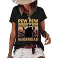 Vintage Black Cat Pew Pew Madafakas Funny Crazy Cat Lovers V2 Women's Short Sleeve Loose T-shirt Black