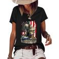 Vintage Us Flag Veteran Thank You Military Boot Memorial Day Funny Gift Women's Short Sleeve Loose T-shirt Black