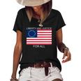 Womens Liberty And Justice For All Betsy Ross Flag American Pride Women's Short Sleeve Loose T-shirt Black