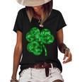 Womens St Patricks Day Shamrock Lucky Green  Women's Short Sleeve Loose T-shirt Black