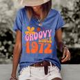 50Th Birthday Groovy Since 1972 Women's Short Sleeve Loose T-shirt Blue