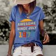 Awesome Since July 1977 45Th Birthday Gift 45 Years Old Women's Short Sleeve Loose T-shirt Blue