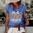 Back To School Hello 3Rd Grade Third Grade Leopard Teacher Women's Short Sleeve Loose T-shirt Blue