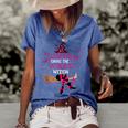 Breast Cancer Chose The Wrong Witch Breast Cancer Halloween Women's Short Sleeve Loose T-shirt Blue