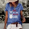 Dad Of The Birthday Girl Matching Birthday Outfit Llama Women's Short Sleeve Loose T-shirt Blue