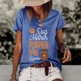 Dog Mother And Pumpkin Spice Halloween Day Retro Halloween Women's Short Sleeve Loose T-shirt Blue