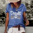 Doodle Mom Leopard Goldendoodle Mothers Day Mom Women Gifts Women's Short Sleeve Loose T-shirt Blue