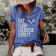 Eat Sleep Lacrosse Repeat Funny Lax Player Men Women Kids Women's Short Sleeve Loose T-shirt Blue