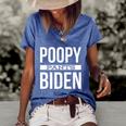 Funny Anti Biden Fjb Lets Go Brandon Poopy Pants Biden Anti Joe Biden F Jo Women's Short Sleeve Loose T-shirt Blue