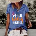 Funny Grammar Halloween Teachers Which Witch Is Which Women's Short Sleeve Loose T-shirt Blue