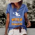 Halloween If You Think Im Witch You Should Meet My Daughter Women's Short Sleeve Loose T-shirt Blue