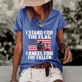 I Stand For The Flag Kneel For The Fallen Memorial Day Gift Women's Short Sleeve Loose T-shirt Blue