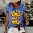 Mac And Cheese Funny Food Halloween Party Costume Women's Short Sleeve Loose T-shirt Blue