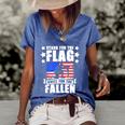 Military American Flag Soldier Veteran Day Memorial Day Gift Women's Short Sleeve Loose T-shirt Blue