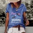Pink Or Blue Grandma Loves You Ladybug Gender Reveal Party Gift Women's Short Sleeve Loose T-shirt Blue