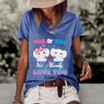 Pink Or Blue We Always Love You Funny Elephant Gender Reveal Gift Women's Short Sleeve Loose T-shirt Blue