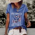 Retired Us Air Force Veteran Usaf Veteran Flag Vintage V2 Women's Short Sleeve Loose T-shirt Blue