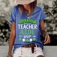 Shamrock One Lucky Teacher Aide St Patricks Day School  Women's Short Sleeve Loose T-shirt Blue