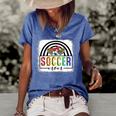 Soccer Mom Rainbow Leopard Funny Soccer Mom Mothers Day 2022  Women's Short Sleeve Loose T-shirt Blue