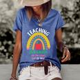 Teaching 2Nd Grade On Twosday 2Gift22gift22 Date Cute 2022 Teacher Gift Women's Short Sleeve Loose T-shirt Blue