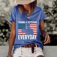 Thank A Veteran Everyday Memorial Day Veterans Day Flag Gift Women's Short Sleeve Loose T-shirt Blue