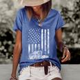 Truck Driver American Flag Trucker Vintage Gift Women's Short Sleeve Loose T-shirt Blue