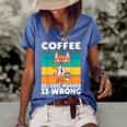 Vintage Coffee Because Murder Is Wrong Black Comedy Cat Women's Short Sleeve Loose T-shirt Blue