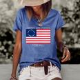 Womens Liberty And Justice For All Betsy Ross Flag American Pride Women's Short Sleeve Loose T-shirt Blue